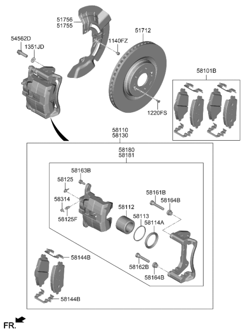 2022 Kia Sorento Brake-Front Wheel Diagram
