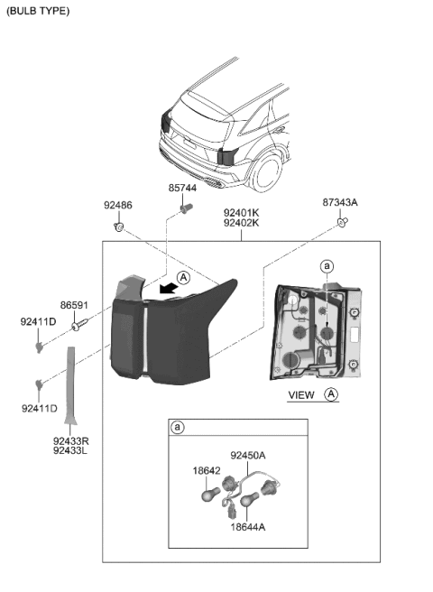 2022 Kia Sorento GARNISH-Rr COMBINATI Diagram for 92435P2000CR5