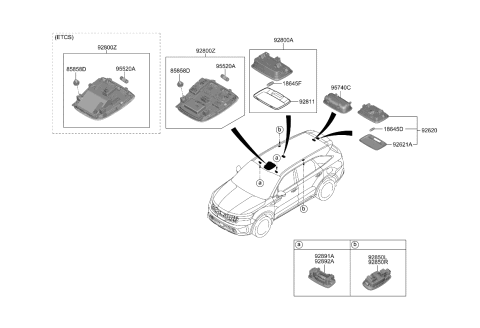 2021 Kia Sorento LAMP ASSY-ROOM Diagram for 92850P2000GYT