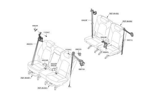 2022 Kia Sorento 3RD Seat Buckle,LH Diagram for 89833P2050WK