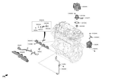 2021 Kia Sorento Throttle Body & Injector Diagram