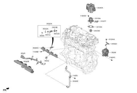 2022 Kia Sorento Roller Tappet Diagram for 353252M410