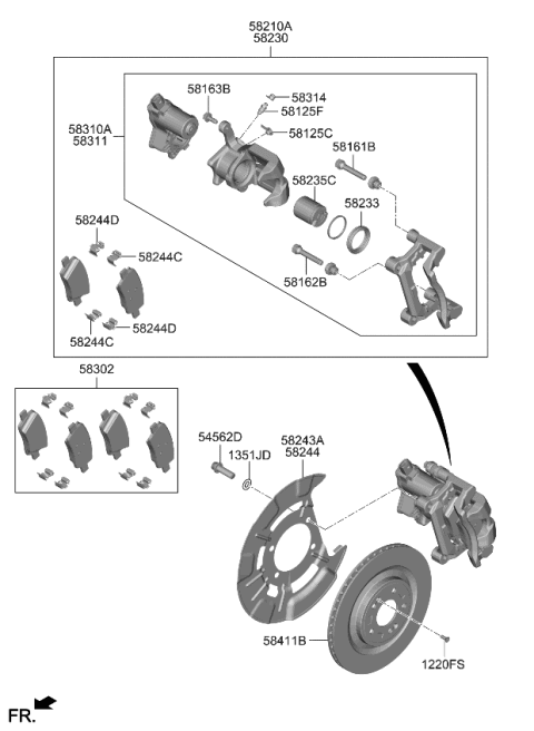 2021 Kia Sorento Brake Assy-Rr Wheel Diagram for 58230P4300