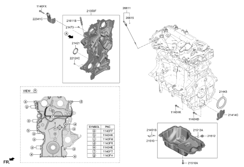 2022 Kia Sorento Hybrid Belt Cover & Oil Pan Diagram 1