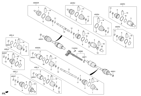 2023 Kia Sorento Shaft Assembly-Drive,LH Diagram for 49500P4900