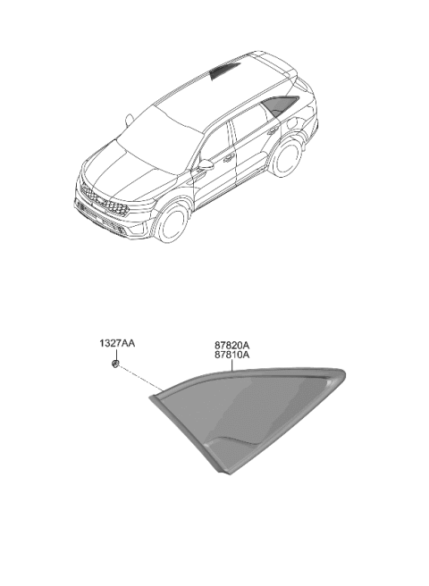 2022 Kia Sorento GLASS & MOULDING ASS Diagram for 87820P2800