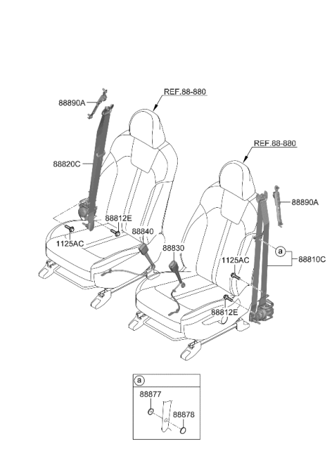 2023 Kia Sorento S/BELT Assembly-Fr RH Diagram for 88820P4500GYT