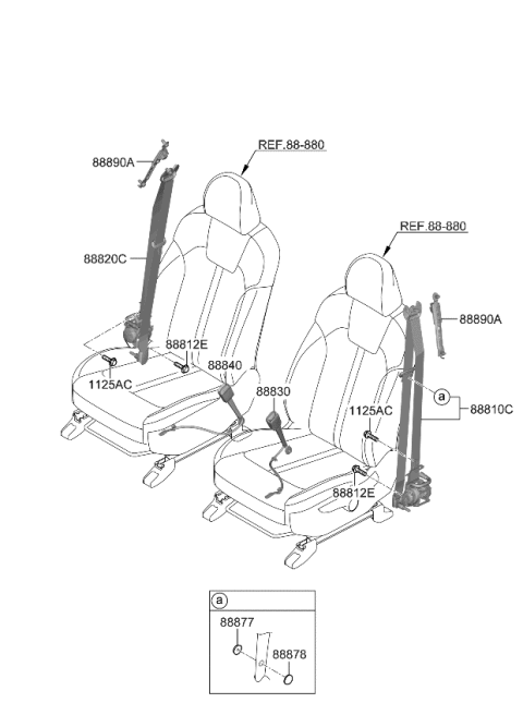 2023 Kia Sorento S/Belt Assy-Fr Lh Diagram for 88810P4500WK