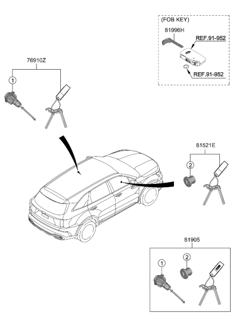 2022 Kia Sorento Key Sub Set-Door,LH Diagram for 81970P2A00