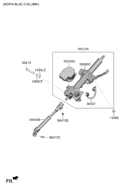 2023 Kia Sorento Column & Housing Assembly Diagram for 56390R5030