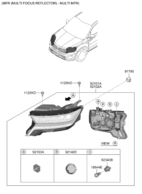 2023 Kia Sorento Lamp Assembly-Head,RH Diagram for 92102P4000