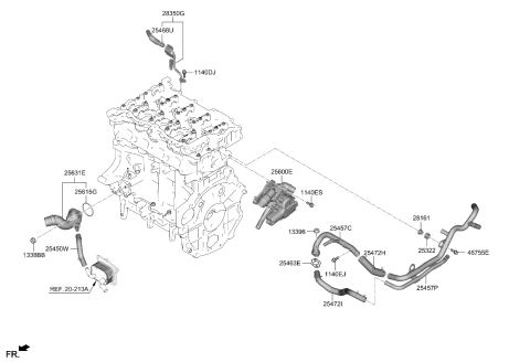 2021 Kia Sorento Coolant Pipe & Hose Diagram