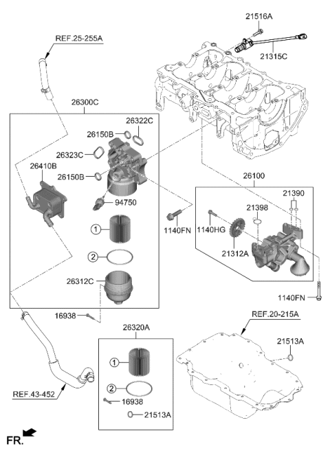 2022 Kia Sorento Cooler Assembly-Eng Oil Diagram for 264102MHA0