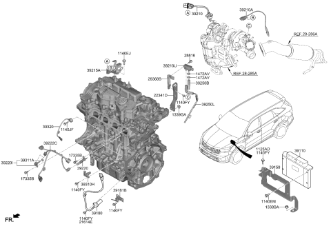 2021 Kia Sorento Oxygen Sensor Assembly Diagram for 392102M410