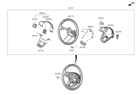 2023 Kia Sorento WHEEL ASSY-STEERING Diagram for 56100R5TK0N2V