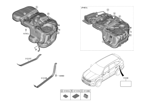 2022 Kia Sorento Band Assembly-Fuel Tank Diagram for 31211P2000