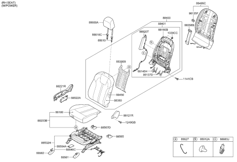 2021 Kia Sorento RECLINER Motor Assembly Diagram for 886D2L2000