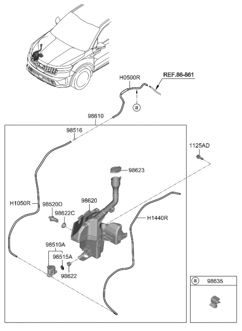2023 Kia Sorento Reservoir & Pump Assembly Diagram for 98610P2600