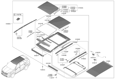 2023 Kia Sorento PANORAMA ROOF ASSY Diagram for 81600P2000WK