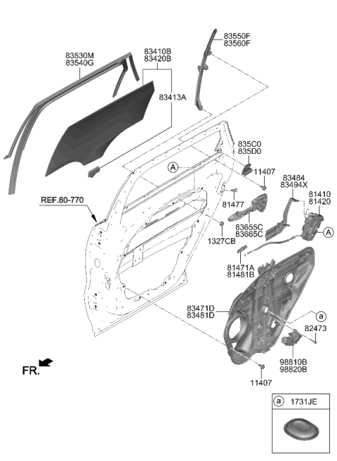 2021 Kia Sorento GLASS ASSY-REAR DOOR Diagram for 83420P2011