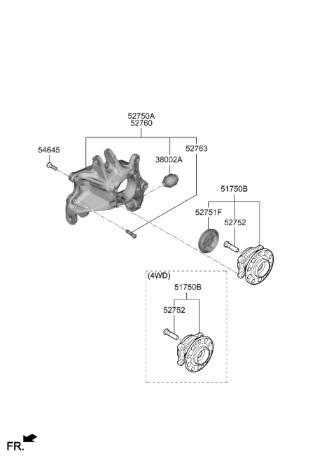 2021 Kia Sorento Carrier Assembly-Rear Ax Diagram for 52710P2000