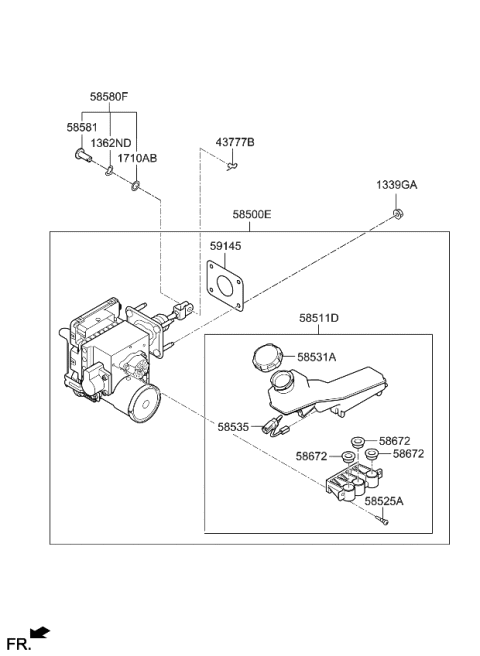 2021 Kia Sorento Brake Master Cylinder & Booster Diagram