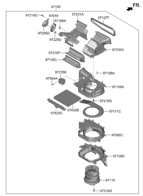 2023 Kia Sorento Motor & Fan Assembly-A/C Diagram for 97113P4200