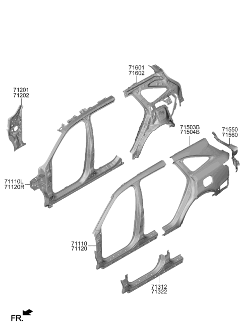 2023 Kia Sorento Panel Assembly-Quarter O Diagram for 71503P2C00