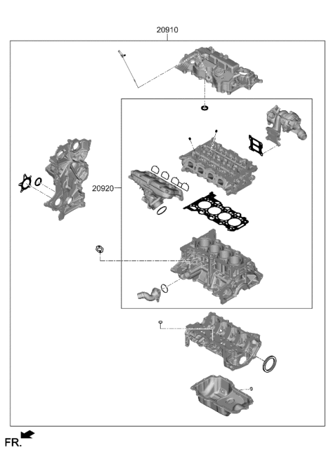 2021 Kia Sorento Engine Gasket Kit Diagram