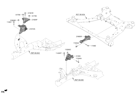 2022 Kia Sorento Engine & Transaxle Mounting Diagram