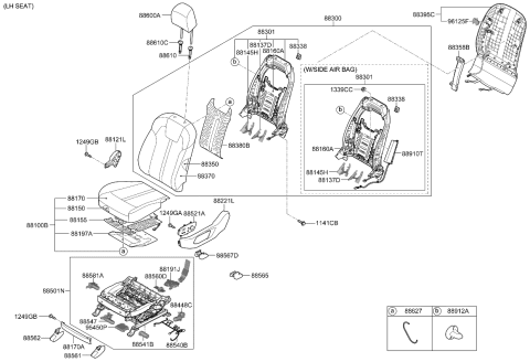 2022 Kia Sorento BACK ASSY-FR SEAT,LH Diagram for 88300P2240MTK