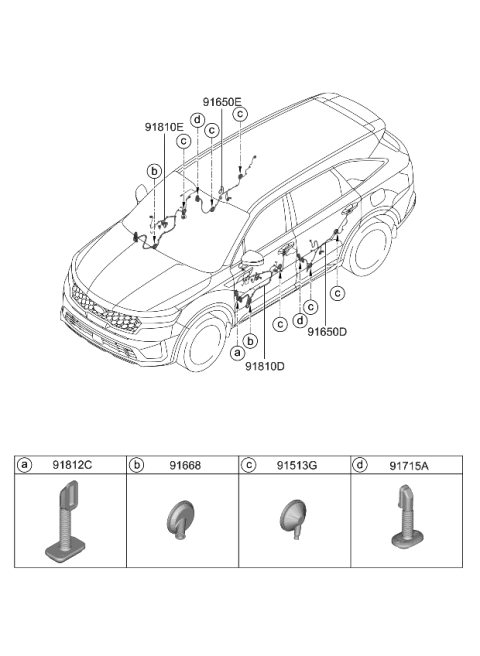 2022 Kia Sorento WIRING ASSY-FR DR(DR Diagram for 91607P2380