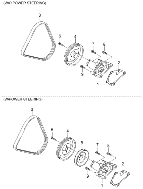 2005 Kia Rio Pulley-Power Steering Diagram for 2522626001