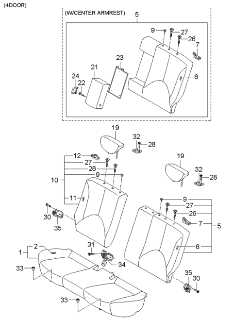 2006 Kia Rio Rear Seat Diagram 1