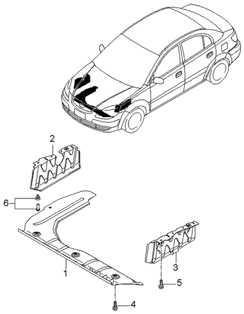 2005 Kia Rio Panel Assembly-Under Cover Diagram for 291101G000