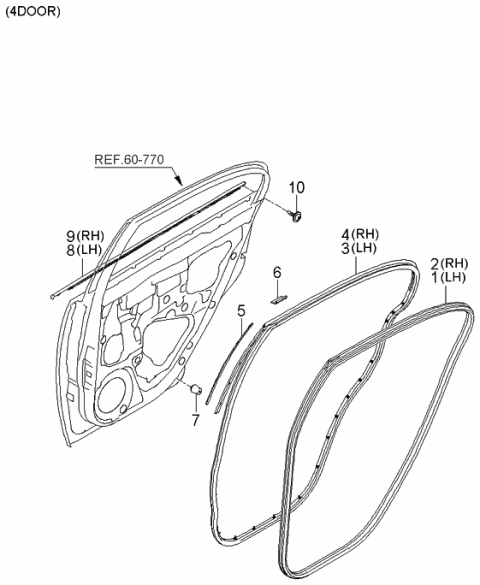 2006 Kia Rio Rear Door Moulding Diagram 1