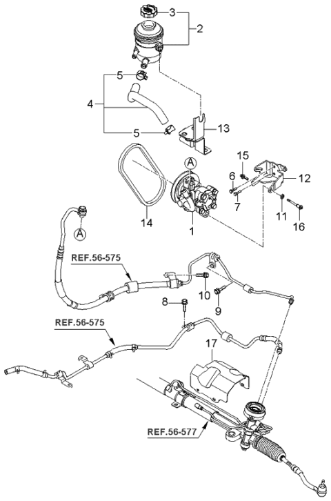 2006 Kia Rio Power Steering Oil Pump Diagram