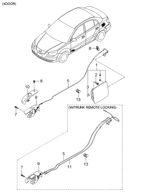 2005 Kia Rio Fuel Filler Door Diagram 1