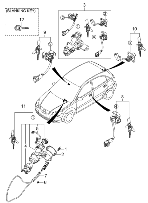 2005 Kia Rio Key Set Diagram for 819051G270