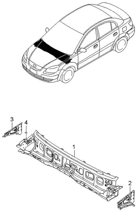 2006 Kia Rio Cowl Panel Diagram