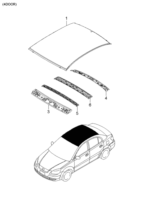 2005 Kia Rio Roof Panel Diagram 1