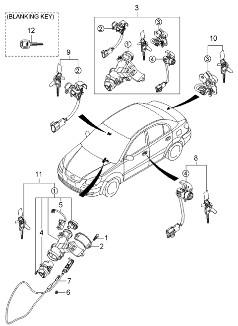 2005 Kia Rio Switch Assembly-Door Warning Diagram for 954121G000