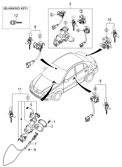 2005 Kia Rio Ignition Lock Cylinder Diagram for 819001GB00