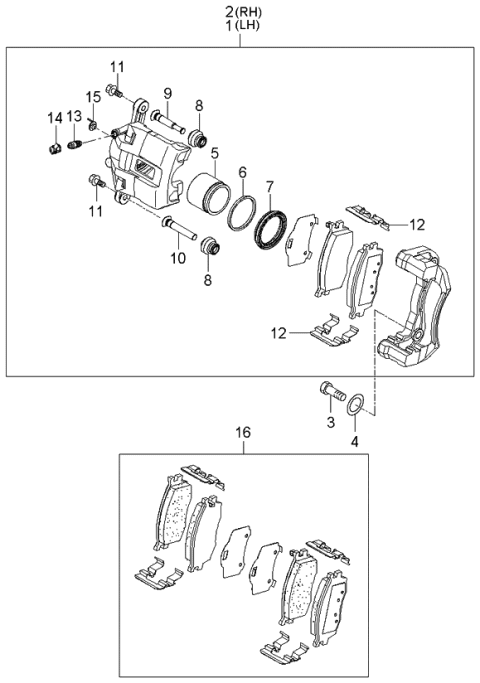 2005 Kia Rio Brake-Front Wheel Diagram