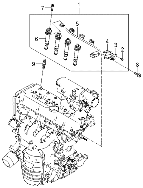 2005 Kia Rio Spark Plug & Cable Diagram