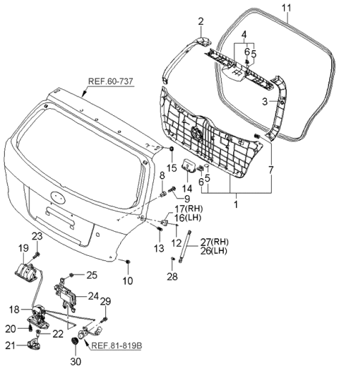 2006 Kia Rio Striker Assembly-Tail Gate Diagram for 812101G200