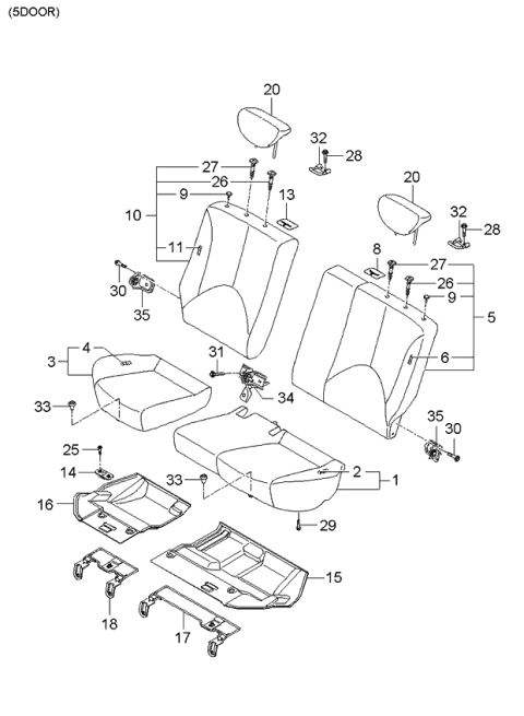 2005 Kia Rio Rear Seat Diagram 2