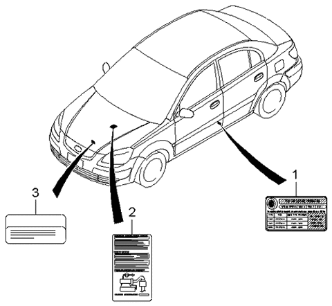 2005 Kia Rio Label-Tire Pressure Diagram for 052031G510