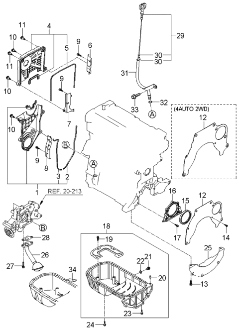 2006 Kia Rio Belt Cover & Oil Pan Diagram