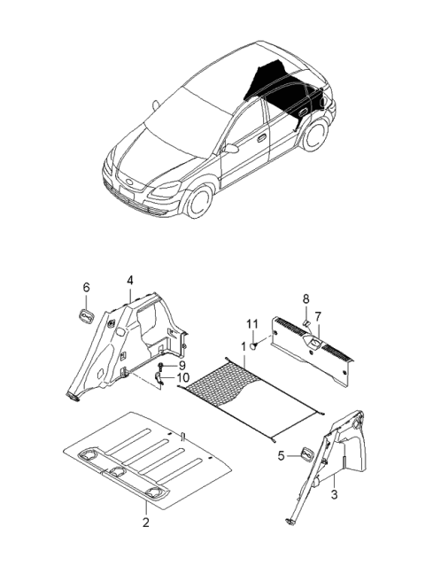 2006 Kia Rio Mat Assembly-Luggage Cover Diagram for 857101G500XI